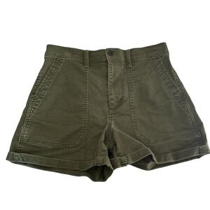 Madewell High Rise Shorts Olive Green Denim Twill Cotton Blend Womens Size 27